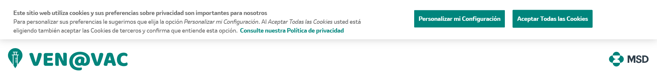 Paso 2 — Acepte el aviso de cookies