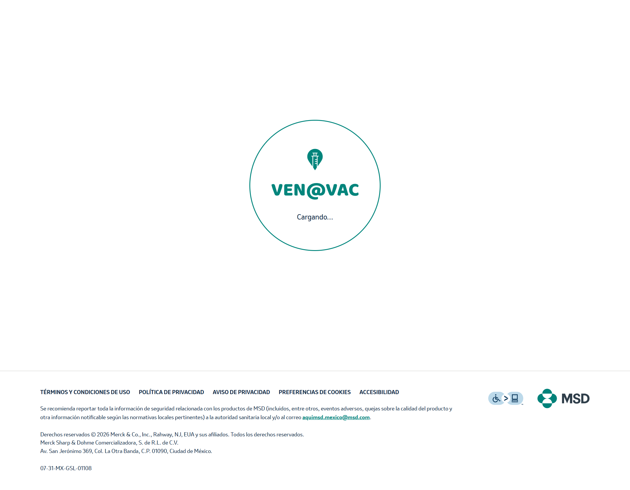 Pantalla de inicio VEN@VAC