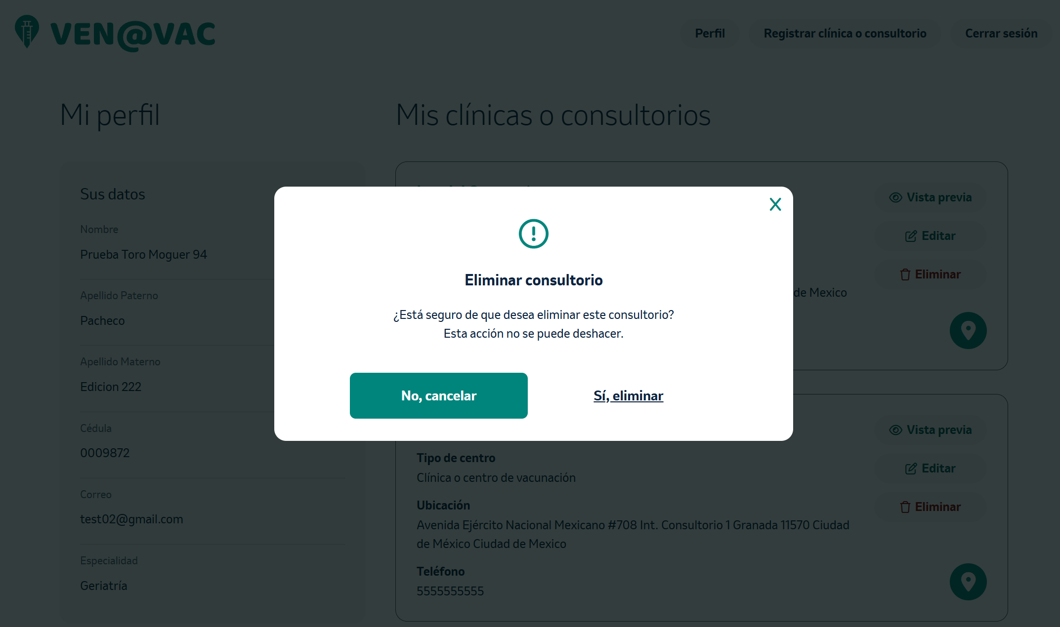 Opción eliminar