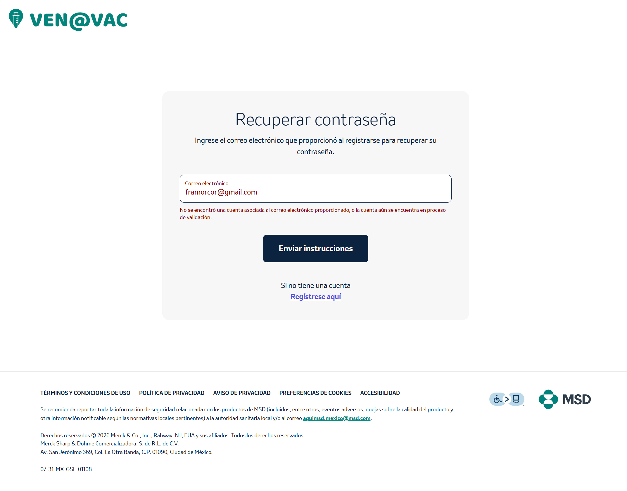 Botón de envío de solicitud