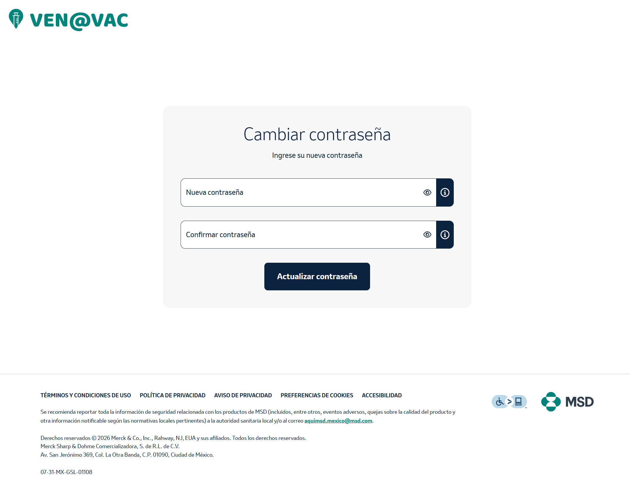 Campo para nueva contraseña