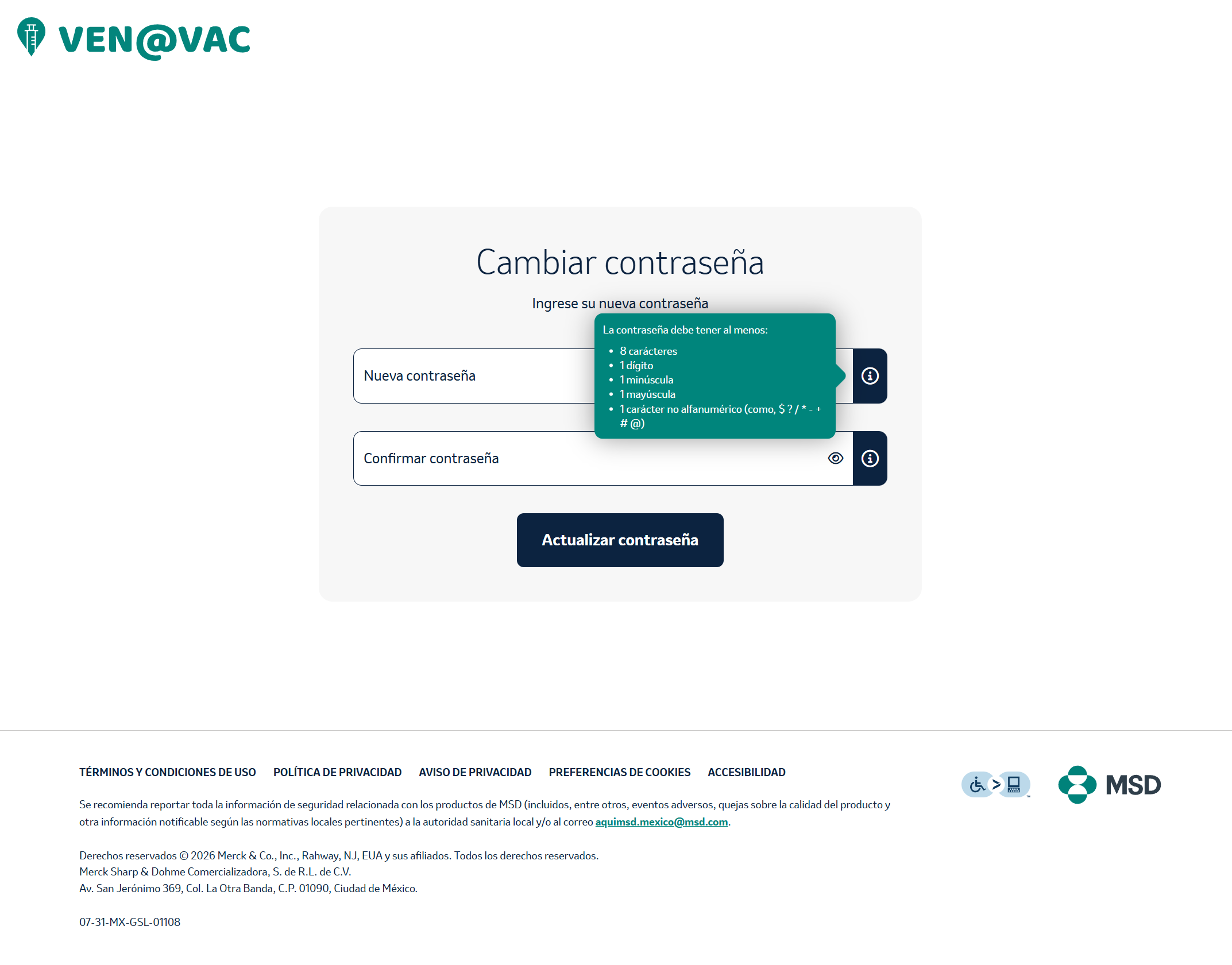 Campo de confirmación de contraseña
