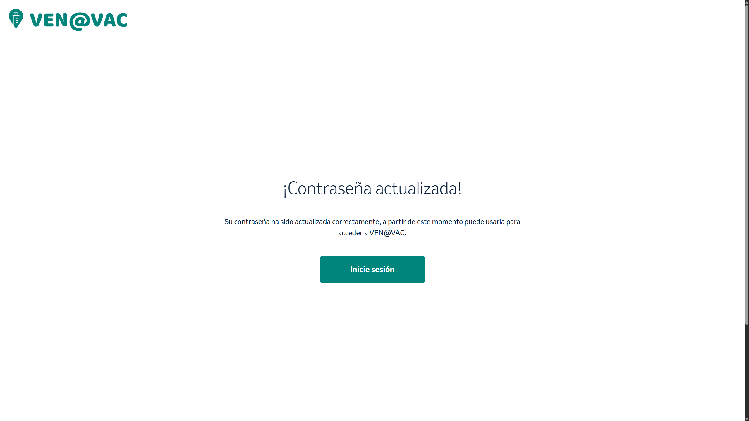 Mensaje de éxito contraseña restablecida