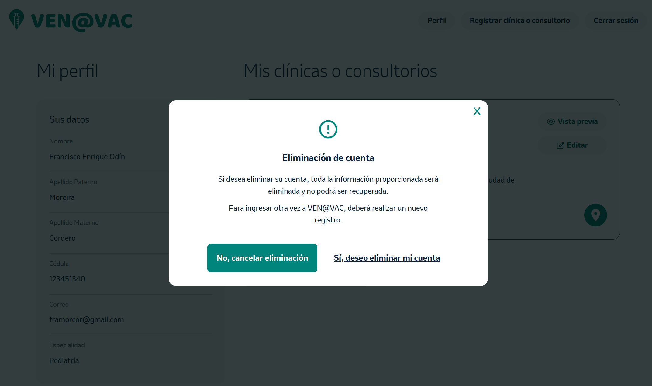 Mensaje de advertencia irreversible